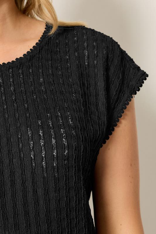 LTS Tall Women's Black Textured Stripe Top | Long Tall Sally 5