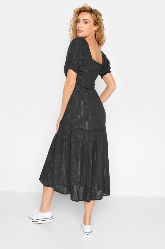 LTS Tall Women's Black Sparkle Shirred Midi Dress | Long Tall Sally 3