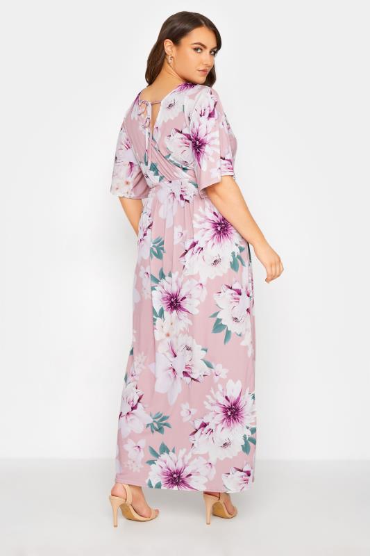 YOURS LONDON Curve Pink Floral Shirred Waist Maxi Dress 3