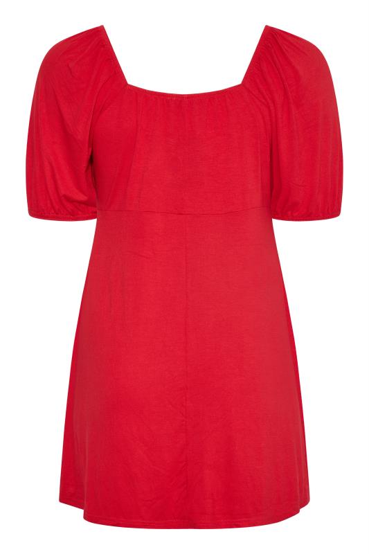 LIMITED COLLECTION Curve Red Puff Sleeve Ruched Top 7