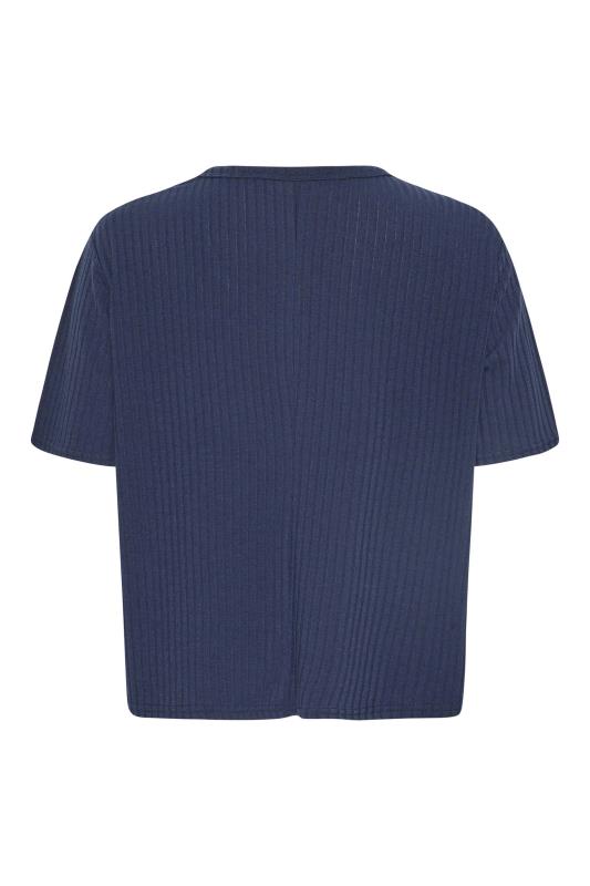 Petite Navy Blue Ribbed Boxy T-Shirt | PixieGirl 6