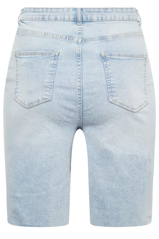 YOURS Plus Size Curve Light Blue Ripped Dad Shorts | Yours Clothing  5