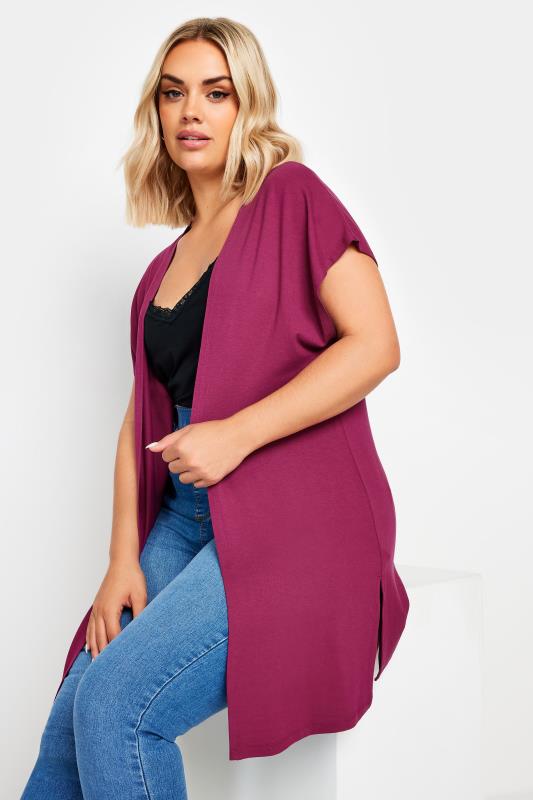 Plus Size  YOURS Curve Red Short Sleeve Cardigan