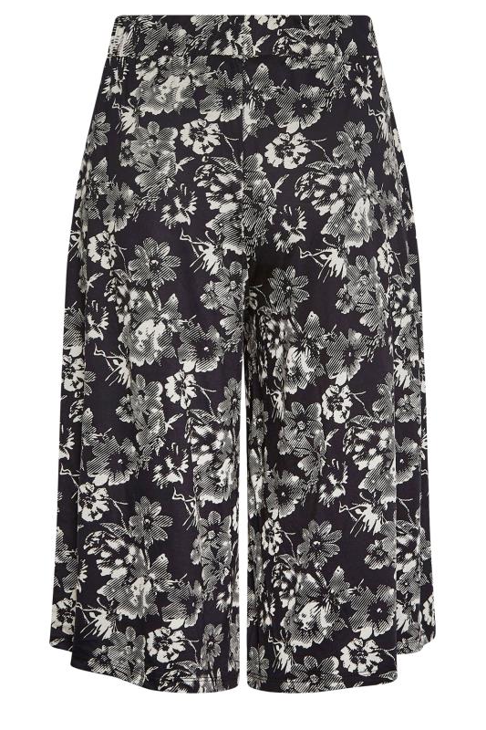 YOURS Curve Black Graphic Flower Print Culottes | Yours Clothing 6