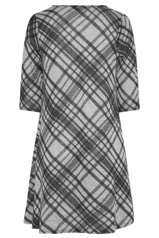 Curve Grey Check Print Pocket Midi Dress 7