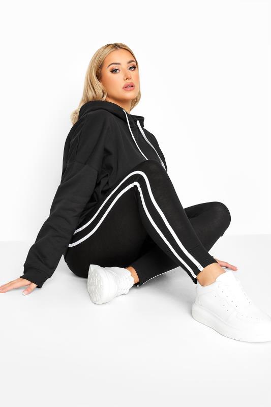 Plus Size  YOURS Curve Black Jersey Stretch Tape Leggings