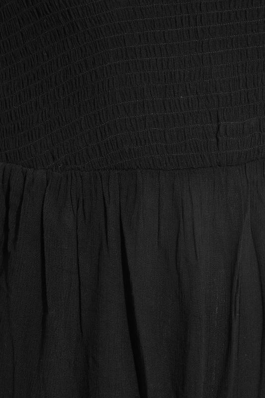 Curve Black Shirred Wide Leg Jumpsuit 5