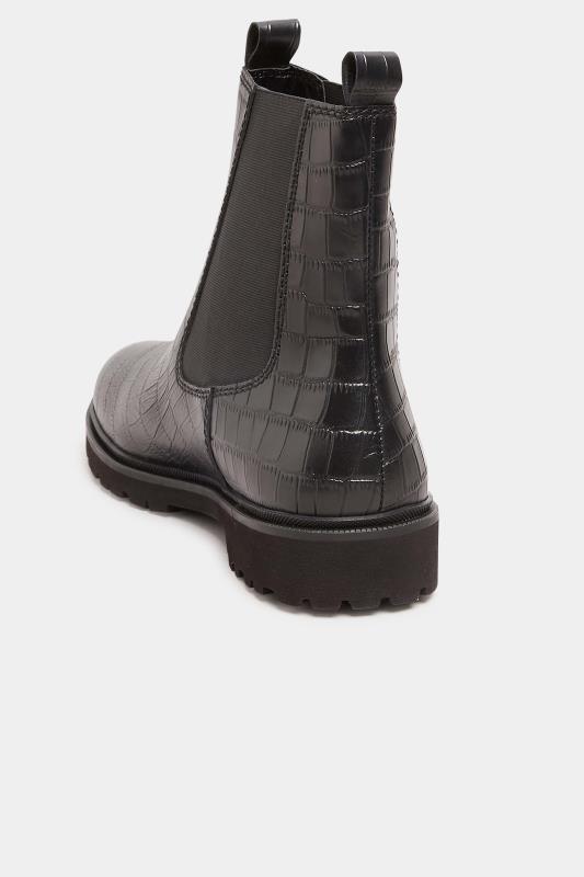 LTS Women's Black Croc Chelsea Boots In Standard Fit | Long Tall Sally 4