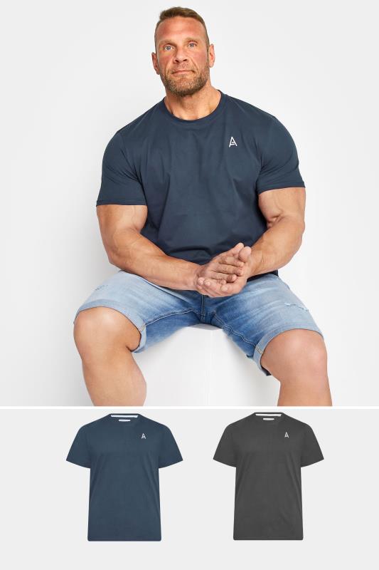 Plus Size  STUDIO A Big & Tall 2 PACK Black & Navy Blue T-Shirts