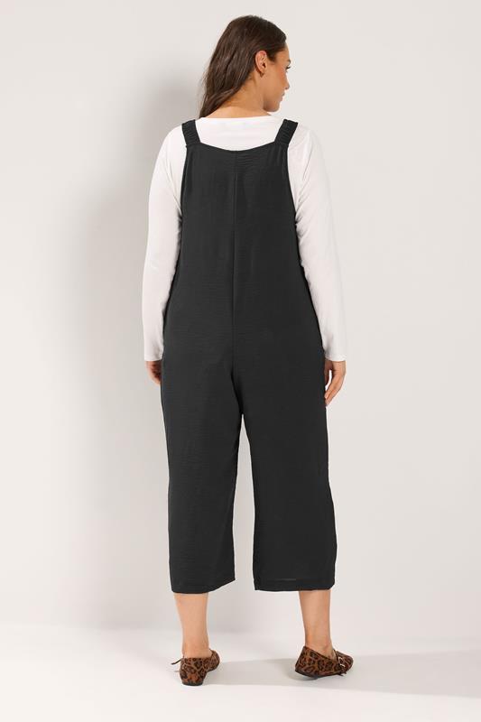 YOURS Plus Size Black Loose Fit Dungarees | Yours Clothing 2