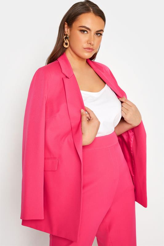 Plus Size  Curve Hot Pink Lined Blazer