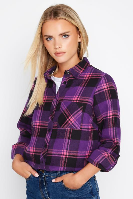 Petite Purple Check Button Shirt | PixieGirl 4
