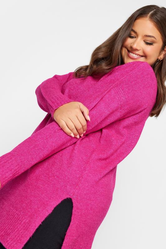 YOURS Plus Size Pink High Neck Knitted Jumper | Yours Clothing 4