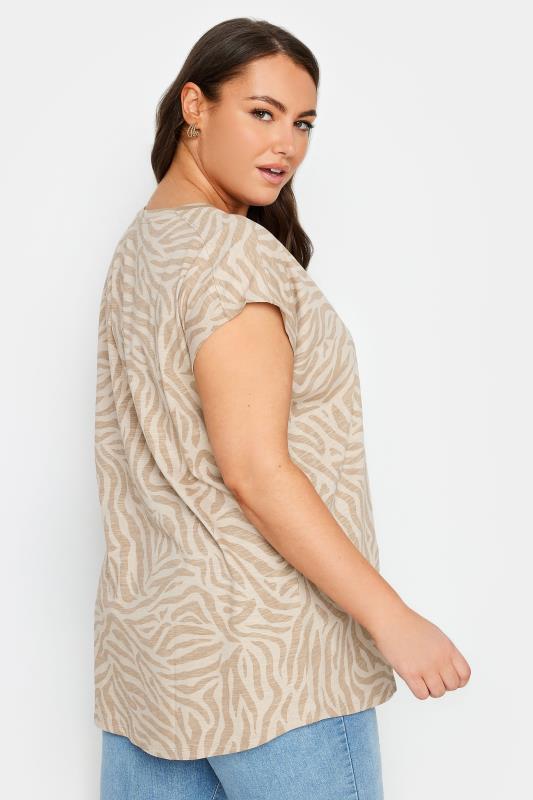 YOURS Plus Size Beige Brown Zebra Print T-Shirt | Yours Clothing 4