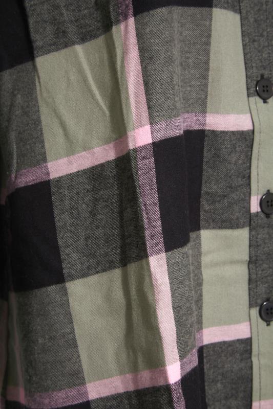 Plus Size Khaki Green & Black Hooded Check Shirt | Yours Clothing 5