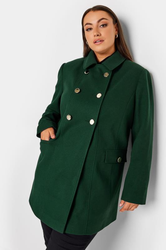 Plus Size  YOURS Curve Forest Green Collared Formal Coat