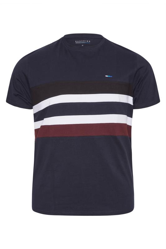 BadRhino Big & Tall Navy Blue Chest Stripe T-Shirt 2