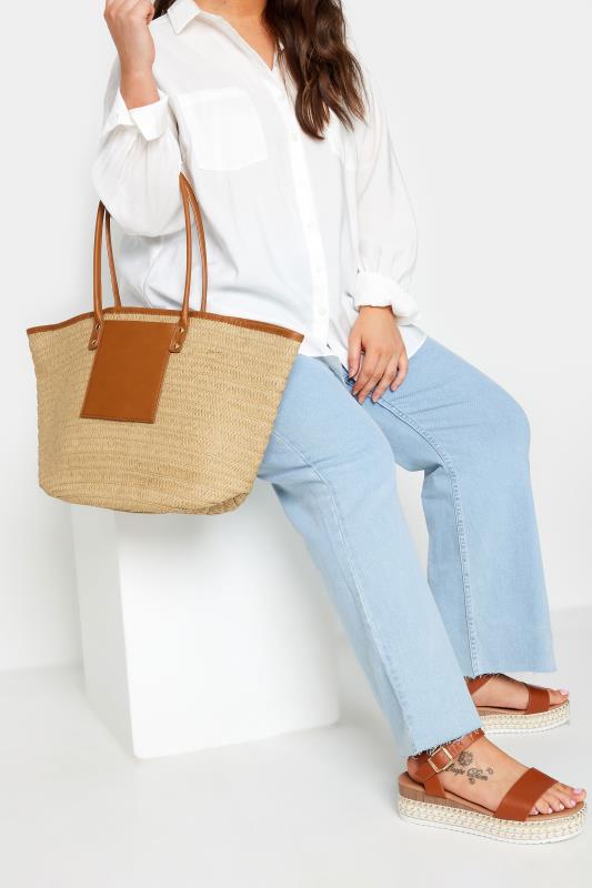 Tan Brown Straw Beach Bag | Yours Clothing 2