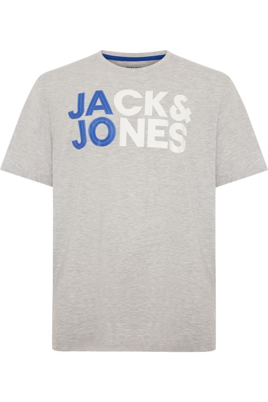 JACK & JONES Big & Tall Grey Marl Logo Crew Neck T-Shirt_F.jpg