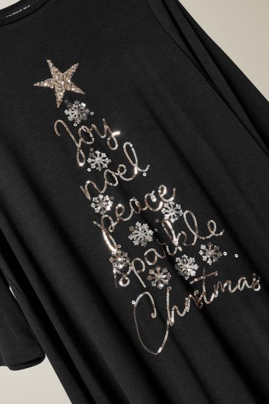 EVANS Plus Size Black Sequin Embellished Christmas Tree Top | Evans 7