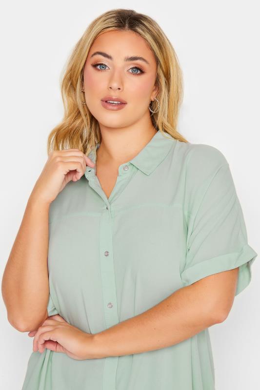 YOURS Plus Size Sage Green Short Sleeve Shirt | Yours Clothing 4