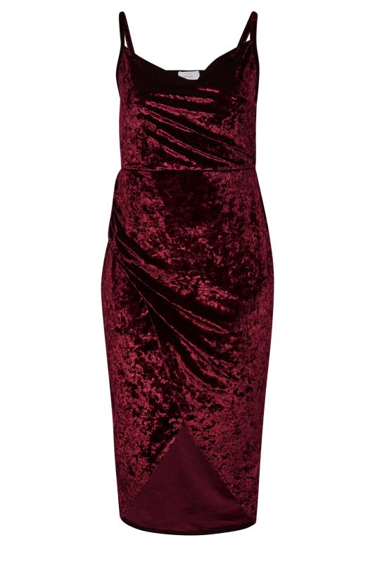YOURS LONDON Plus Size Burgundy Red Velvet Bodycon Wrap Dress | Yours Clothing 6