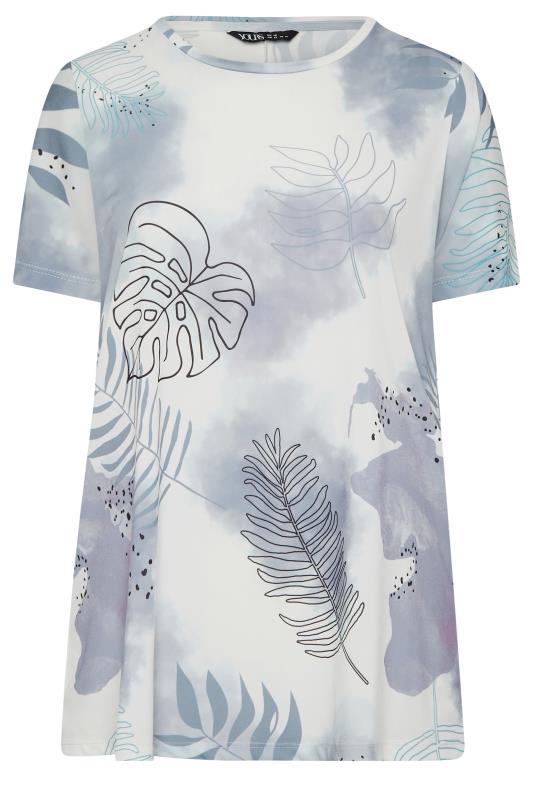 YOURS Curve Plus Size Light Grey Leaf Print T-Shirt | Yours Clothing  5