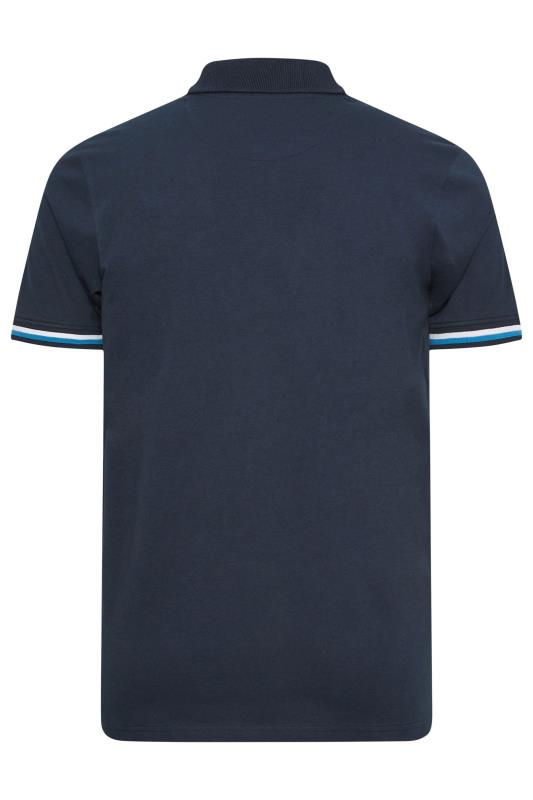 BadRhino Big & Tall Navy Blue Flag Placket Polo Shirt | BadRhino 3
