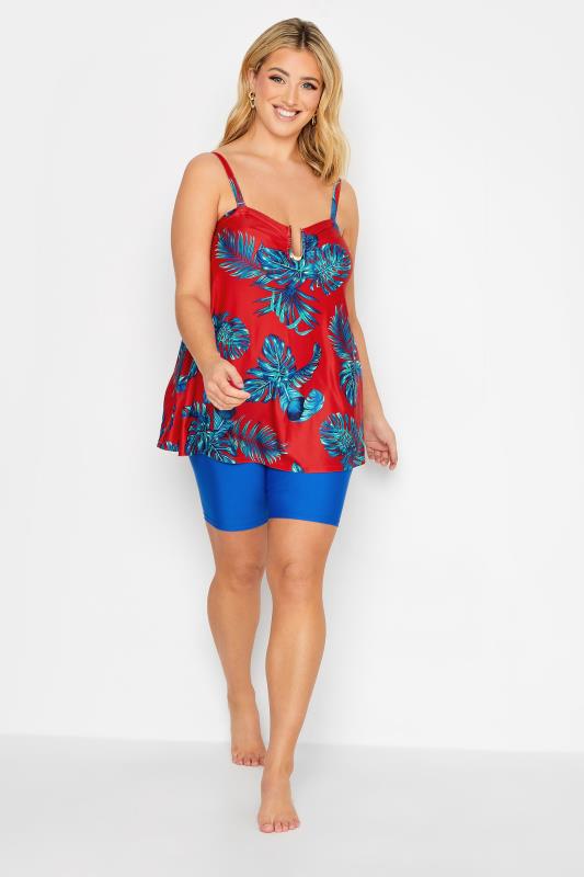 YOURS Curve Plus Size Red Palm Leaf Tankini Top | Yours Clothing  8