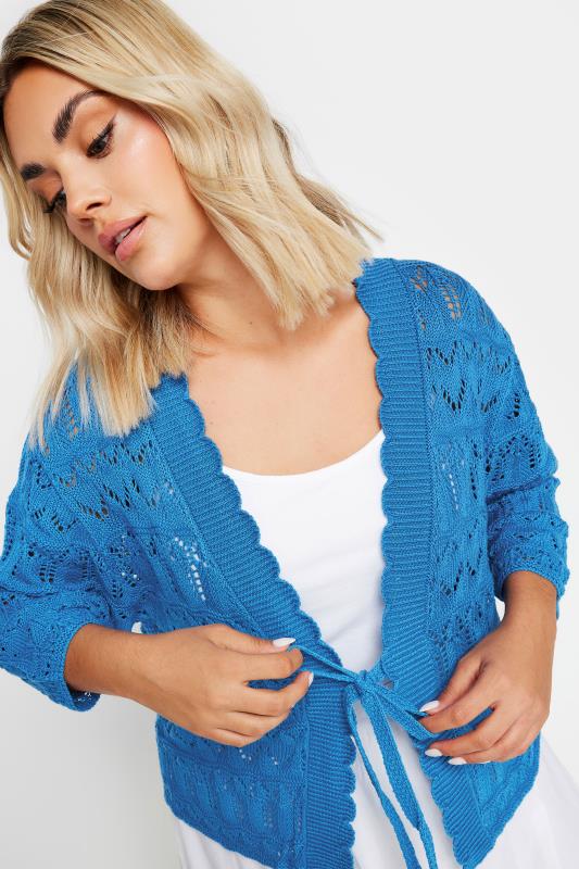 YOURS Plus Size Blue Crochet Tie Front Shrug | Yours Clothing 4