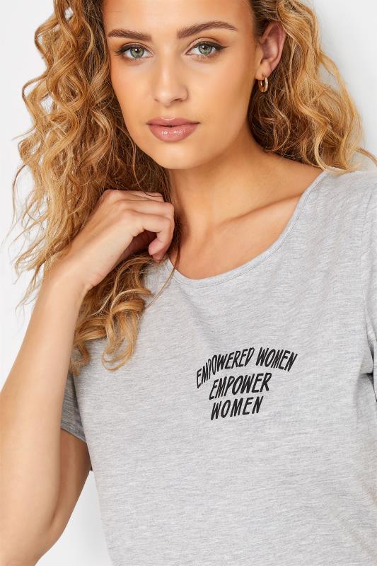 LTS Tall Grey 'Empowered Women' Slogan T-Shirt_D.jpg