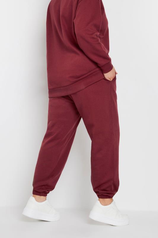 YOURS Plus Size Washed Red Cuffed Joggers | Yours Clothing 3