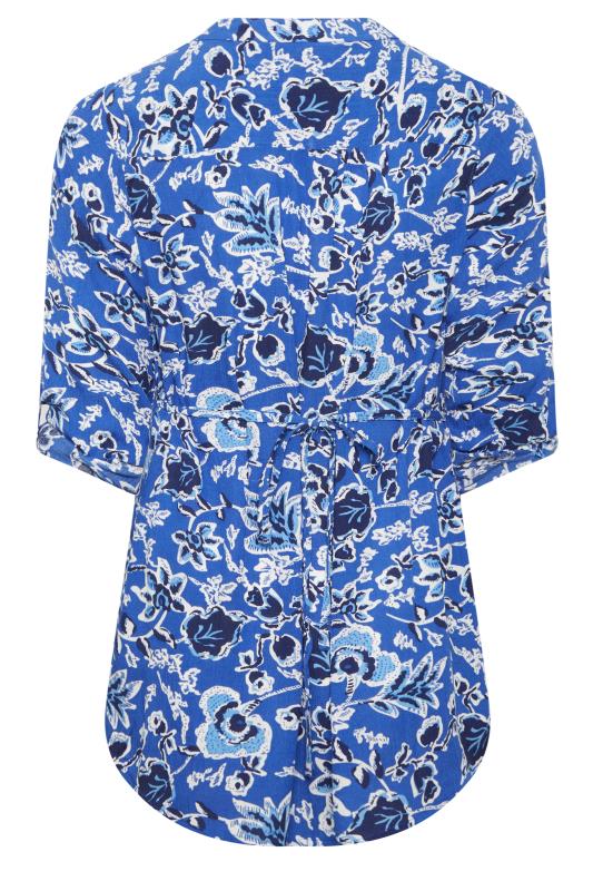 YOURS Plus Size Blue Floral Pintuck Shirt | Yours Clothing 7