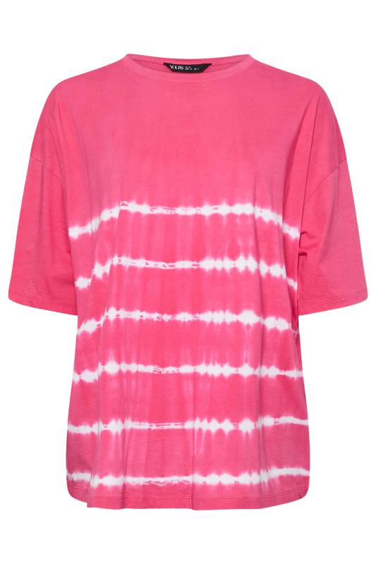 YOURS Plus Size Pink Tie Dye Boxy T-Shirt | Yours Clothing 5