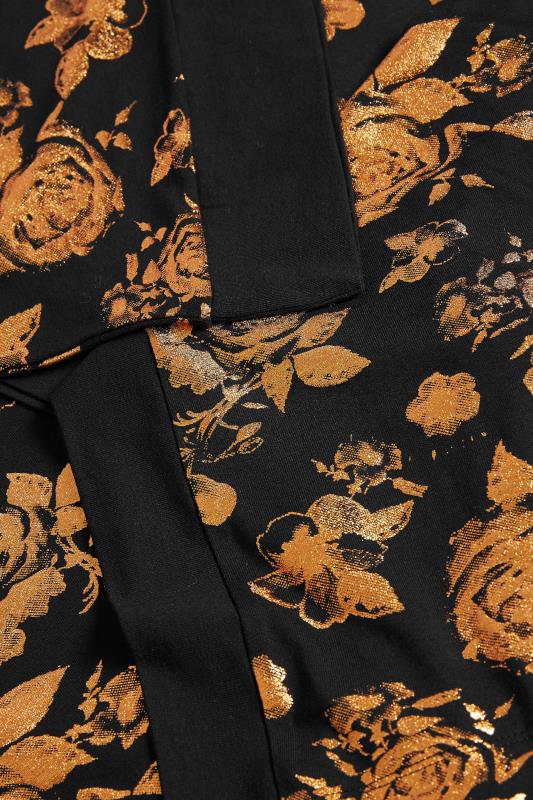 YOURS LUXURY Curve Black & Orange Foil Floral Cardigan | Yours Clothing 10