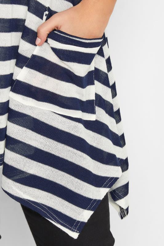 Curve Plus Size Navy Blue & White Stripey Hanky Hem Knit Top | Yours Clothing  4