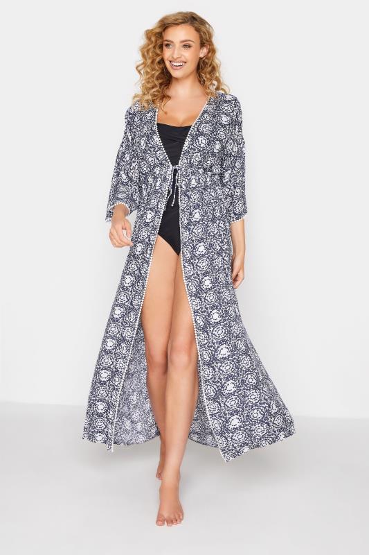 Tall  LTS Blue Abstract Print Maxi Cover Up