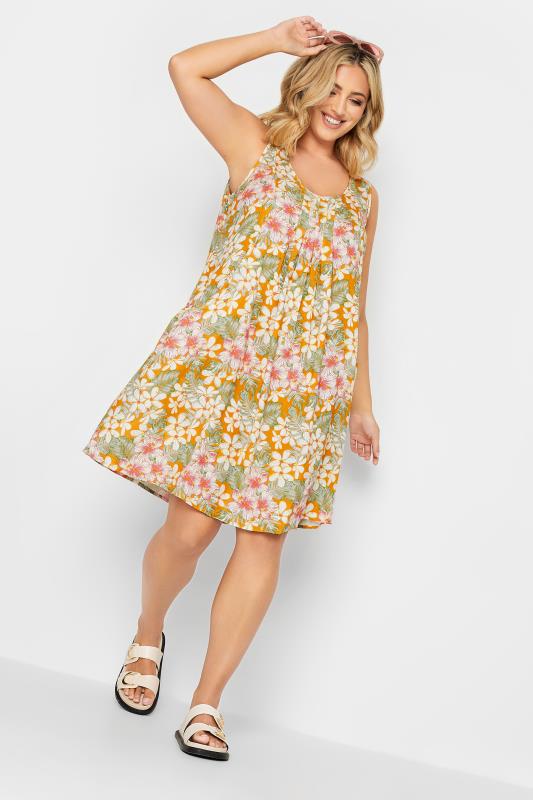 YOURS Plus Size Orange Tropical Print Pocket Dress | Yours Clothing 1