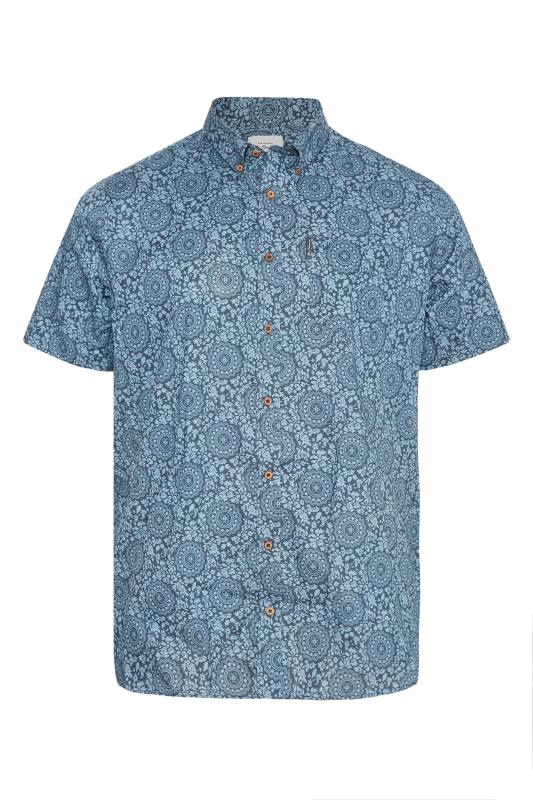  dla puszystych BEN SHERMAN Big & Tall Navy Blue Floral Print Shirt