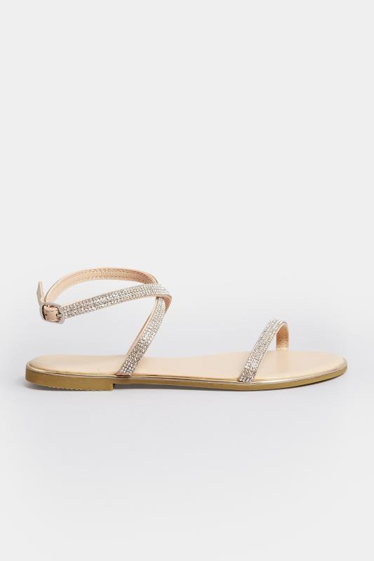 PixieGirl Rose Gold Diamante Sandals In Standard Fit | PixieGirl 3
