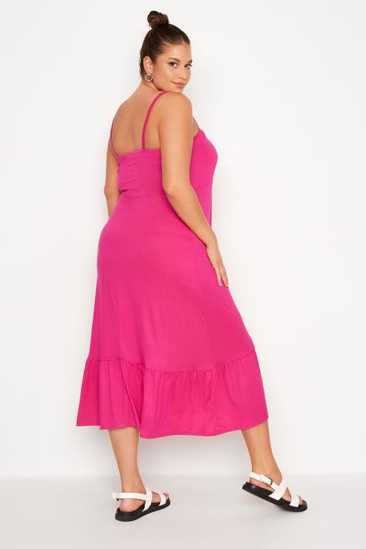 LIMITED COLLECTION Curve Hot Pink Ring Detail Midaxi Dress 3