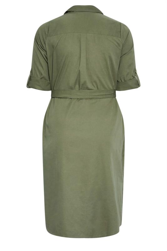 LIMITED COLLECTION Plus Size Khaki Green Utility Shirt Dress | Yours Clothing 7