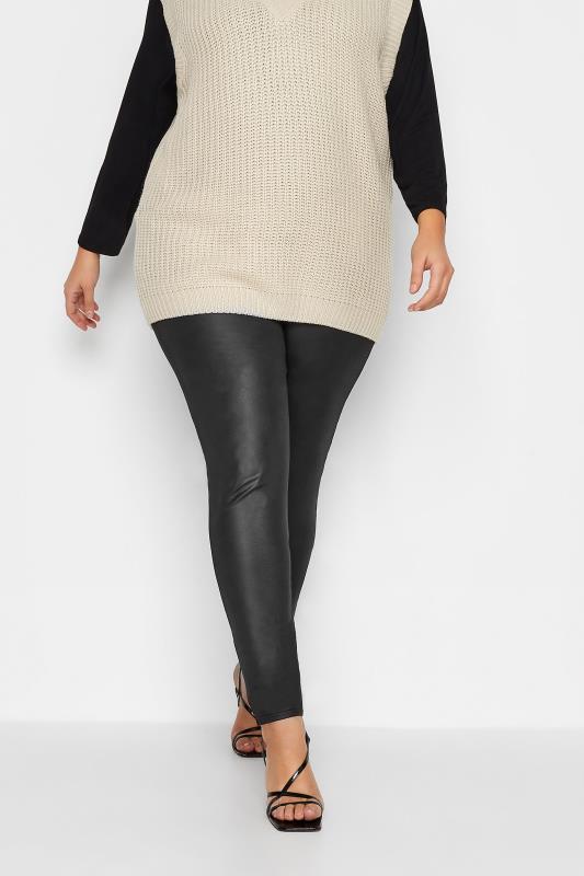  Grande Taille LTS Tall Black Faux Leather Look Stretch Leggings