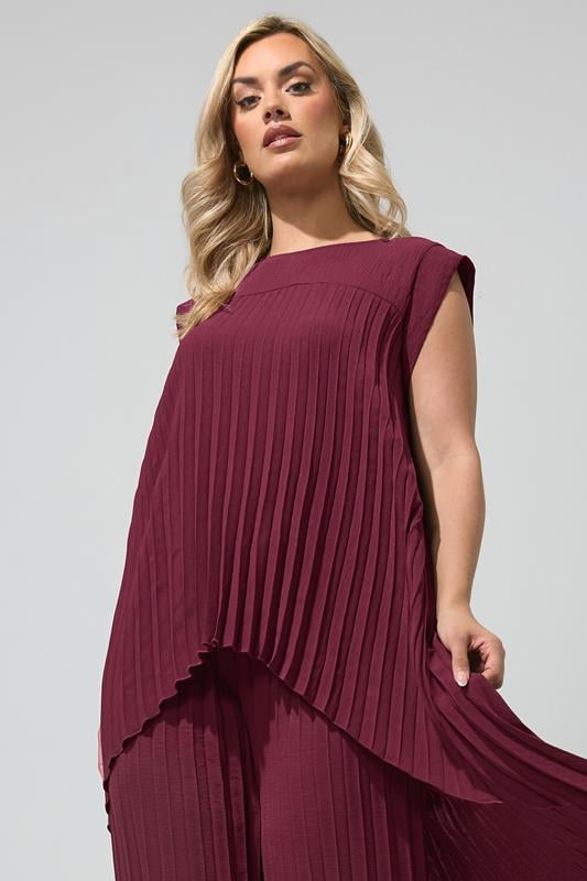  YOURS LONDON Curve Purple Pleated Top