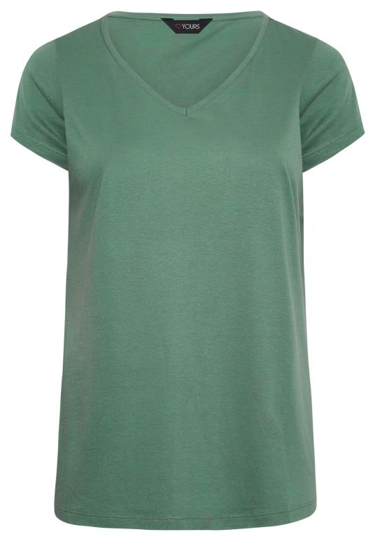 YOURS Plus Size Sage Green Essential V-Neck T-Shirt | Yours Clothing 5