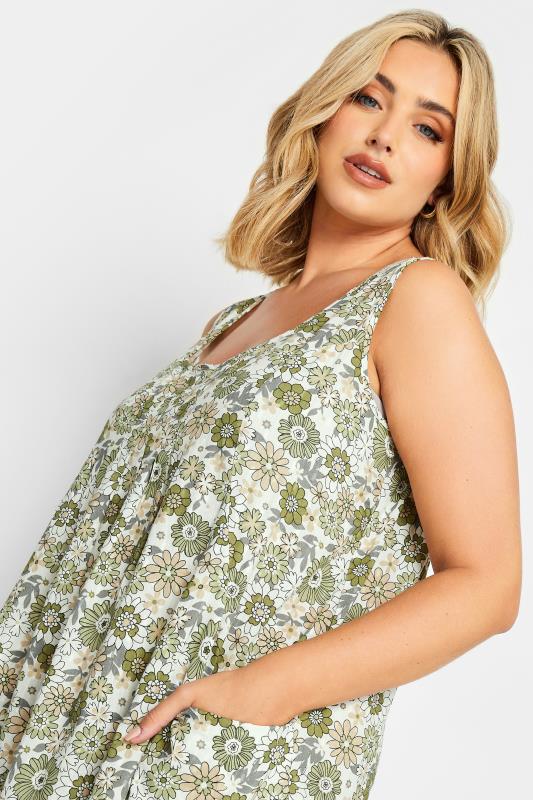 YOURS Curve Plus Size Green Floral Print Pocket Dress | Yours Clothing  4
