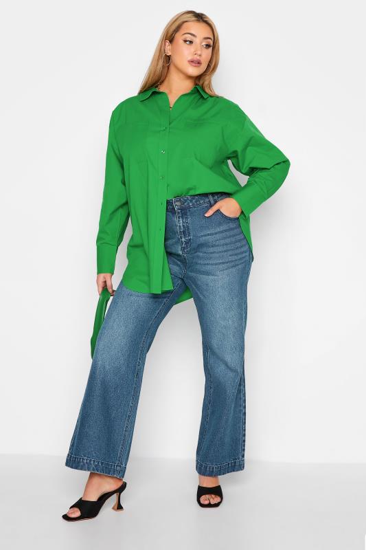 LIMITED COLLECTION Plus Size Bright Green Oversized Boyfriend Shirt | Yours Clothing 3