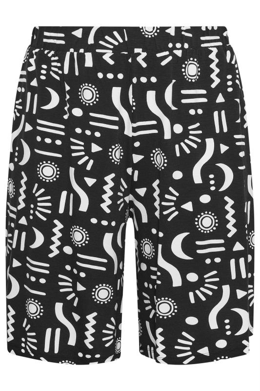 YOURS Plus Size Black Abstract Print Jersey Pull On Shorts | Yours Clothing 5