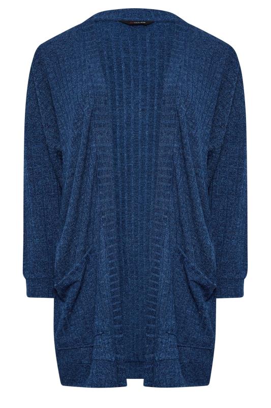 YOURS Plus Size Blue Ribbed Soft Touch Cardigan | Yours Clothing 6