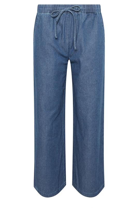 PixieGirl Petite Women's Mid Blue Pull-On Wide Leg Jeans | PixieGirl 5